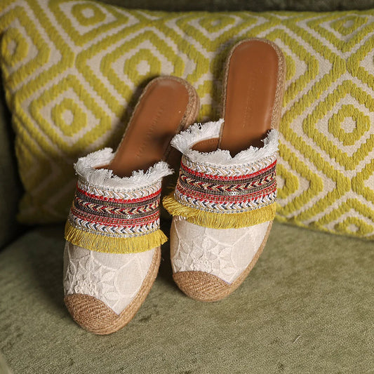 Fancy Amara Embroidered Mules - Multicolour