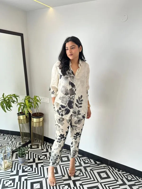 Satin Crepe Black Leaf Cord