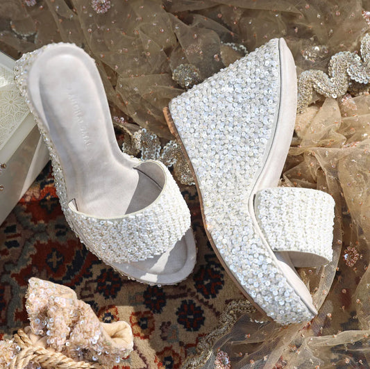 Fancy Floral Sequins Wedges