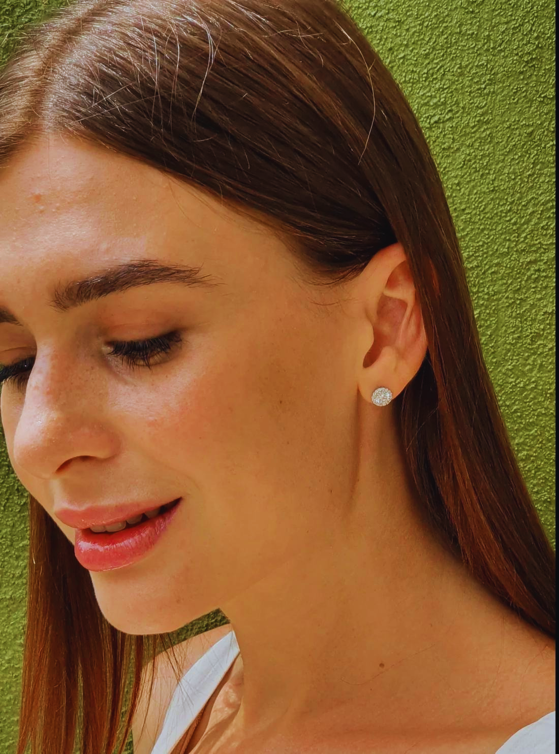 Halo Solitaire Stud Silver Earrings