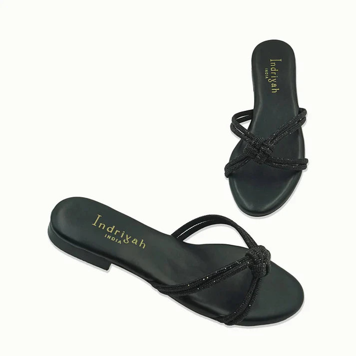 Velvet Flat Sandals (Man-Made)