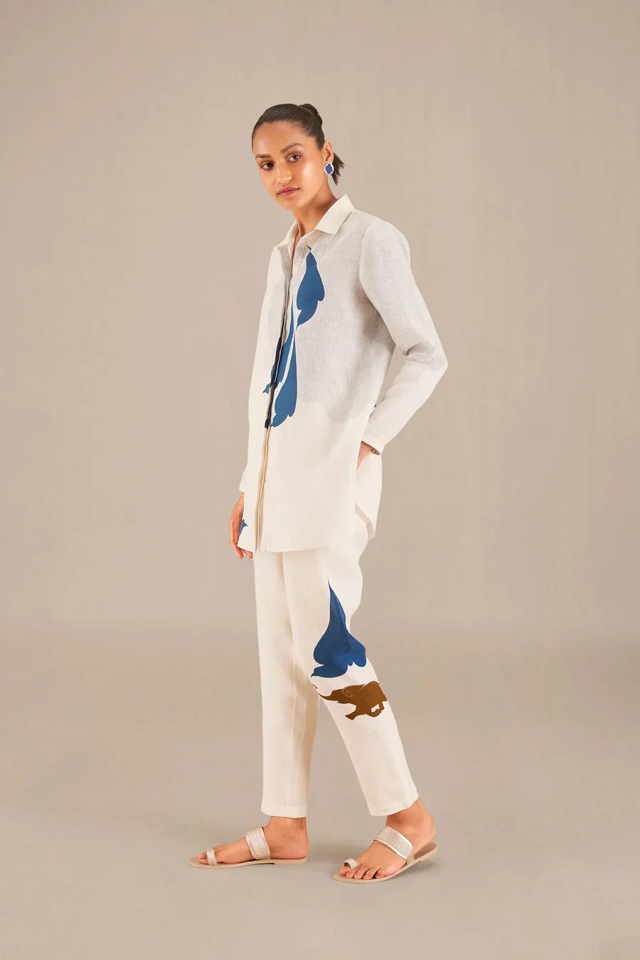 FEATHERED HERD ELEGANCE: WOMEN'S WHITE CO-ORD SET