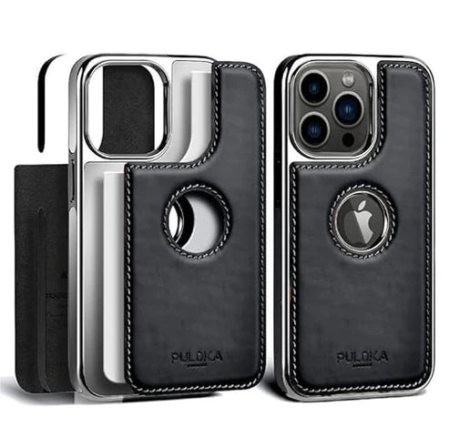 Leather Back Case - Compatible with iPhone Series - Luxury Bumper Case - Flexible Vegan Leather