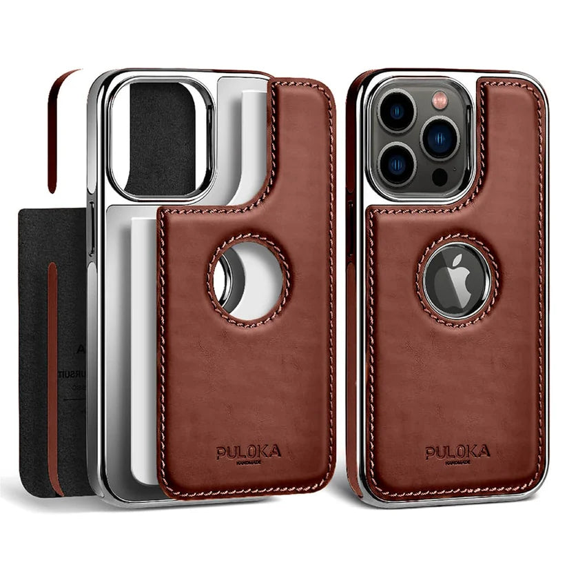 Leather Back Case - Compatible with iPhone Series - Luxury Bumper Case - Flexible Vegan Leather