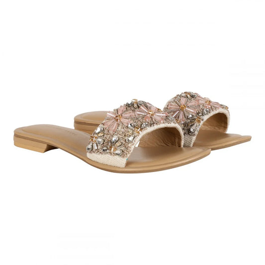Fancy FLORAL CRYSTAL SLIDER - BABY PINK