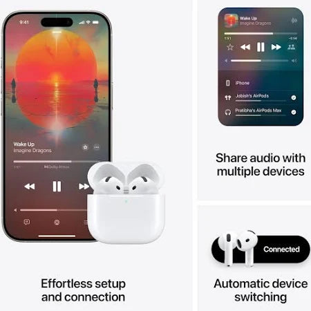 Global Impex AirPods Pro 4 | Wireless Earbuds | H2 Chip, Spatial Audio, USB-C Case, Bluetooth 5.3, Sweat & Water Resistant,